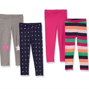 Final Price◇ Amazon Essentials Girls Leggings Spotted Zebra, 4 pack